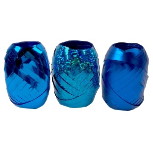 Лента полипропиленовая (0,5 см*10 м) Синий микс, Металл, Матовый металл, Голография, 3 шт.