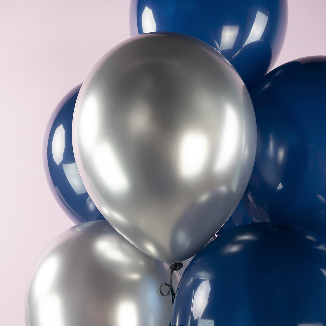 Шар (12''/30 см), Серебро, хром, 50 шт.