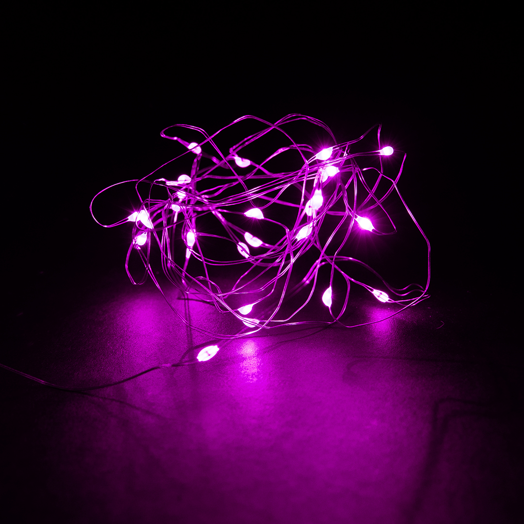 Светодиодная гирлянда, Роса 10 Led, IP10, 1 м. Розовый, 1 шт.