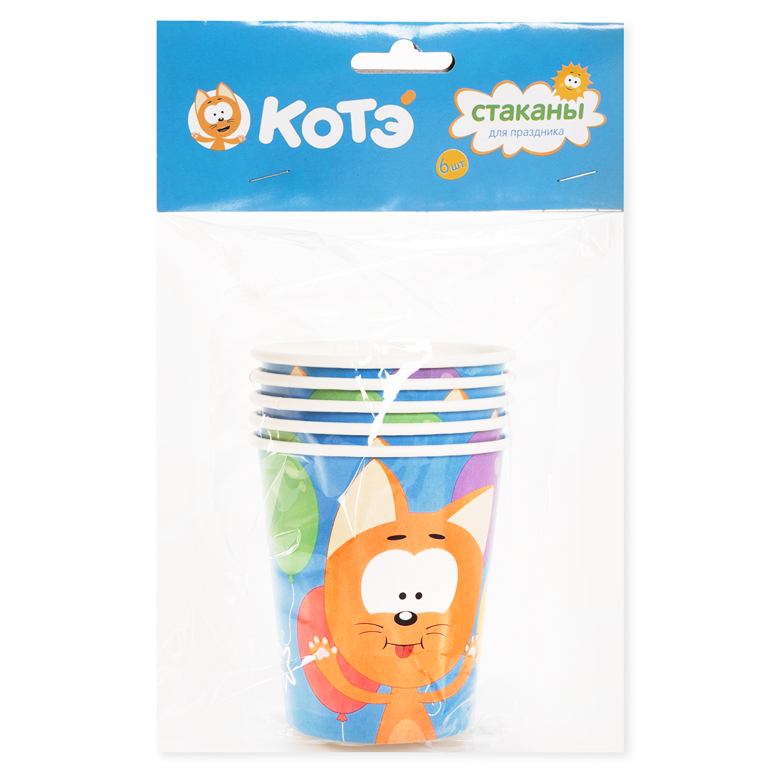 Стаканы (250 мл) Котенок Котэ, С Днем Рождения!, 6 шт.