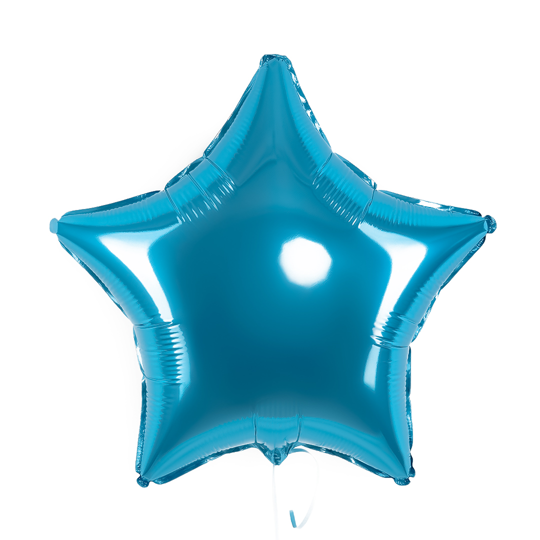 Шар (18''/46 см) Звезда, Аквамарин, Сатин, 1 шт.