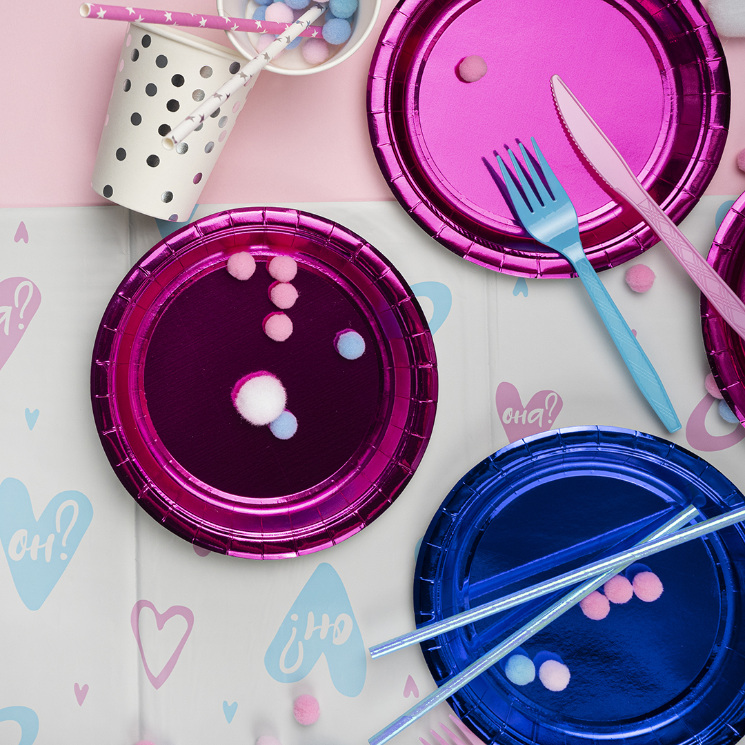 Тарелки (7''/18 см) Фуксия, Металлик, 6 шт.