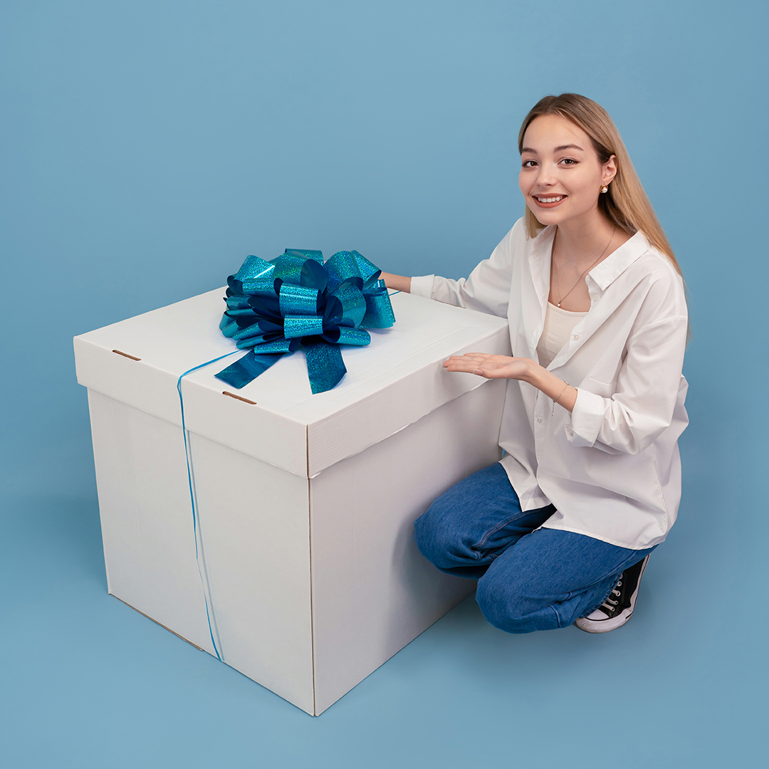 Бант Шар, Голубой, Голография, 36 см, 1 шт. в упак. 