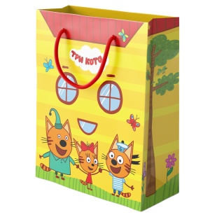 Пакет подарочный, 210гр, Три Кота, Играем вместе, 32*26*12 см, 1 шт.