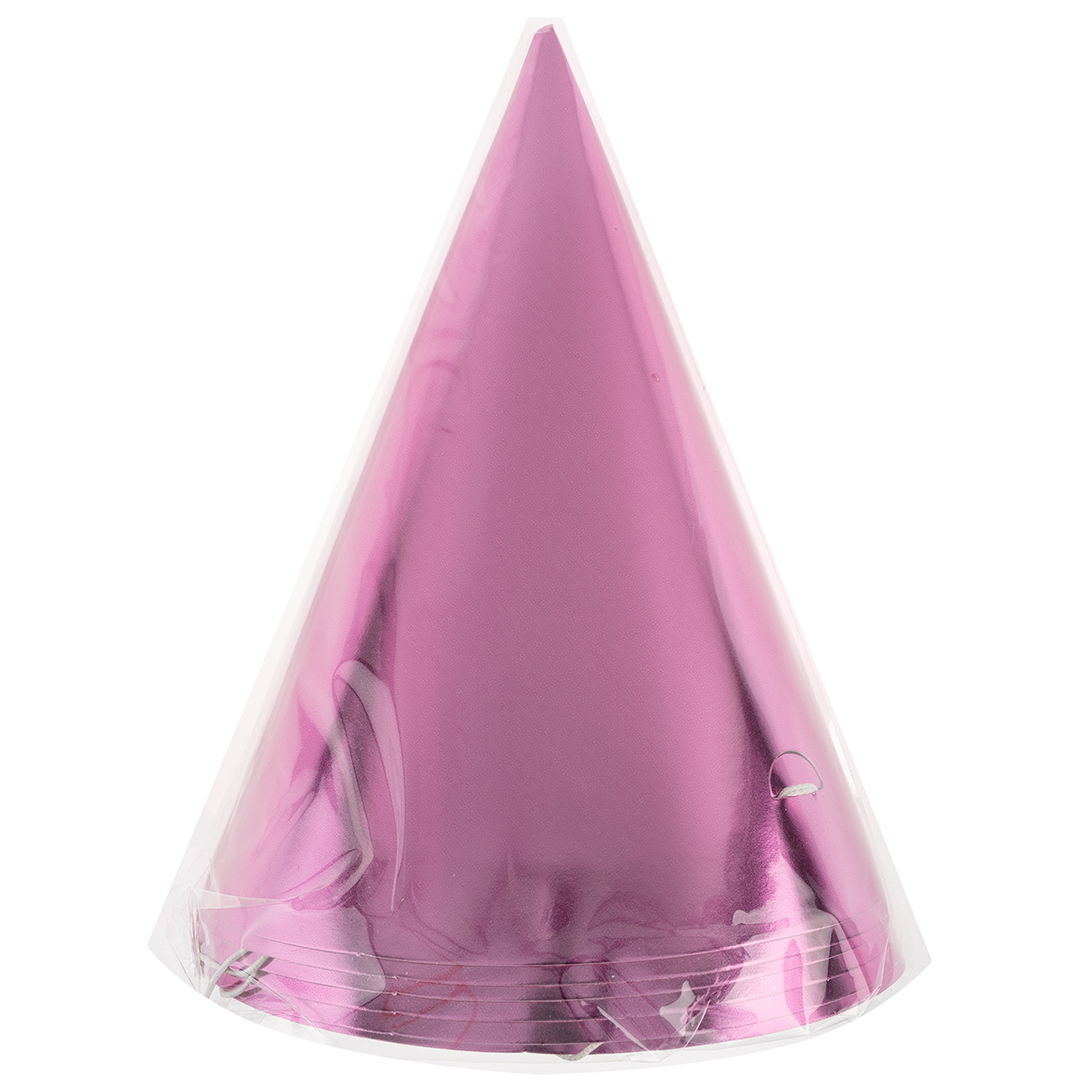 Колпаки, Розовый, Металлик, 16 см, 6 шт. в упак. 