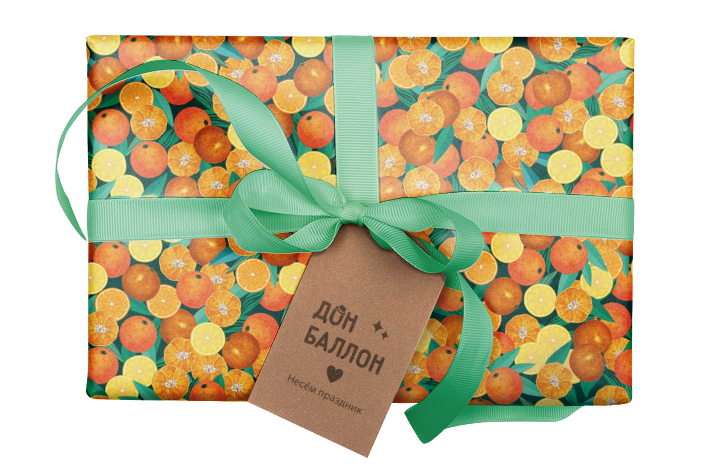 Упаковочная бумага 80гр (0,7*1 м) Мандаринки, 10 шт.