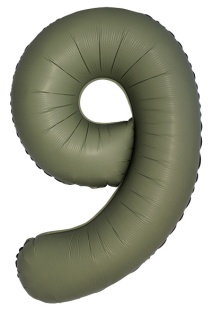 Шар (40''/102 см) Цифра, 9 Slim, Оливковый, Матовый, 1 шт. в уп.