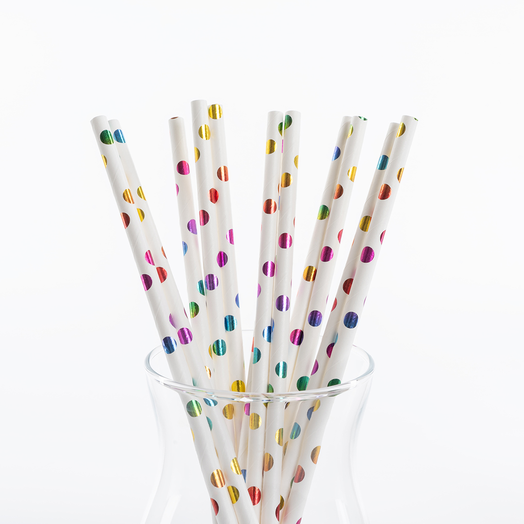 Трубочки для коктейлей, Разноцветное конфетти, Металлик, 12 шт. в упак. 