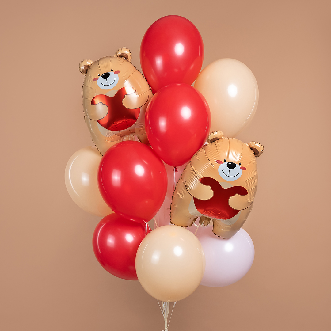 Шар (21''/53 см) Фигура, Мишка с сердцем, 1 шт.