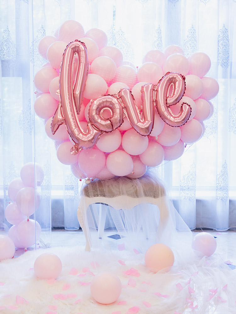 Шар (41''/104 см) Фигура, Надпись "Love", Розовый, 1 шт.
