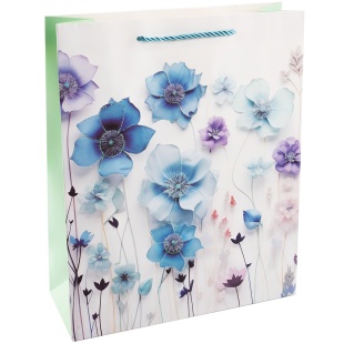 Пакет подарочный, 210гр, Цветочная мелодия, Дизайн №4, с блестками, 23*18*10 см, 1 шт.