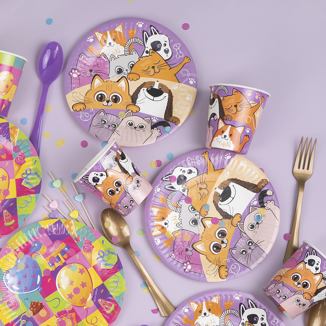 Тарелки (7''/18 см) Кошечки Собачки, 6 шт.