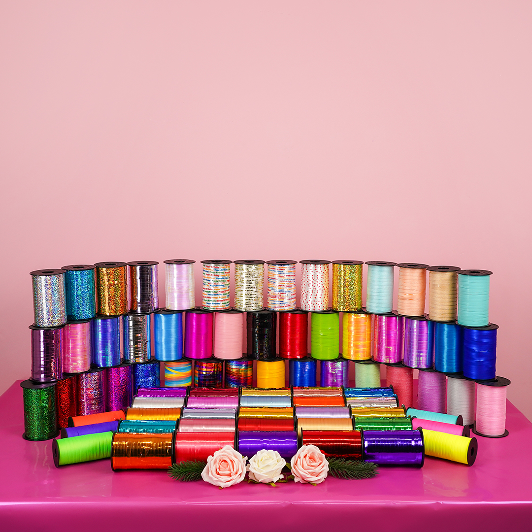 Лента полипропиленовая (0,5 см*100 м) Голубой, Глиттер, 1 шт.