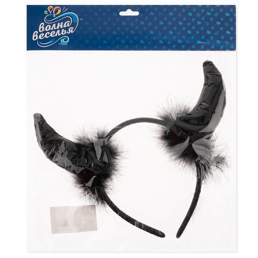 Ободок, Рожки Чертенка, Черный, Металлик, 1 шт. 
