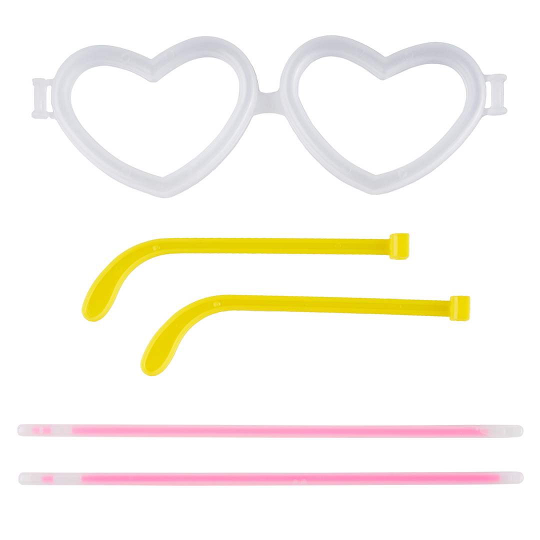 Флуоресцентные очки, Сердце, Розовый, 20 см, 1 шт. 