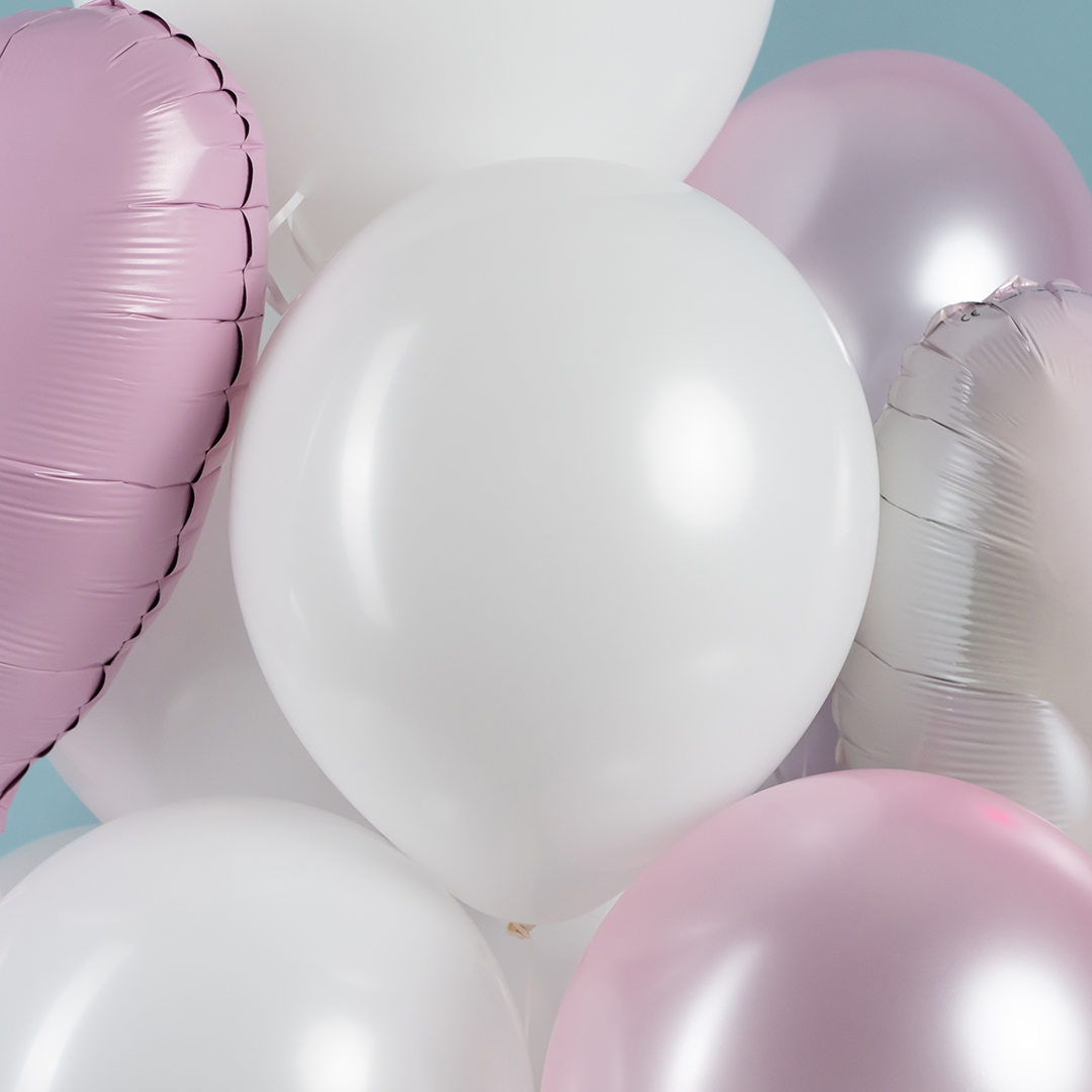 Шар (12''/30 см), Белый, металлик, 100 шт.