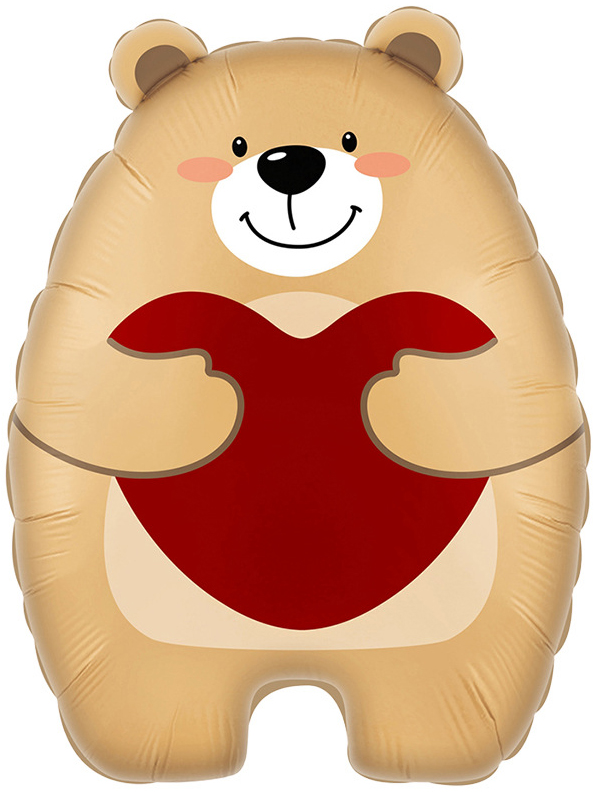 Шар (21''/53 см) Фигура, Мишка с сердцем, 1 шт.