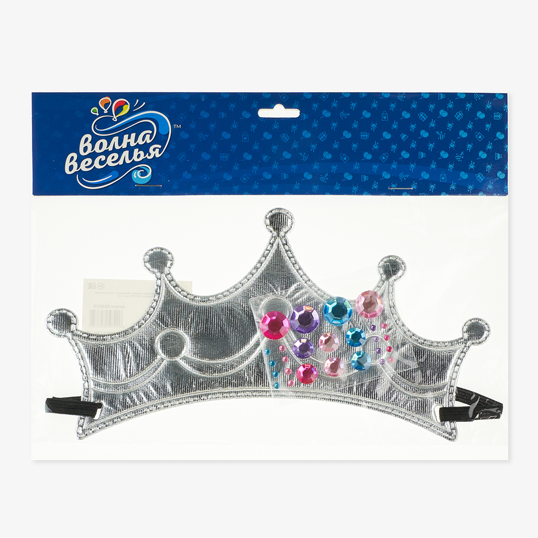 Корона тканевая, Принцесса, Укрась ее сама, Серебро, 1 шт. 