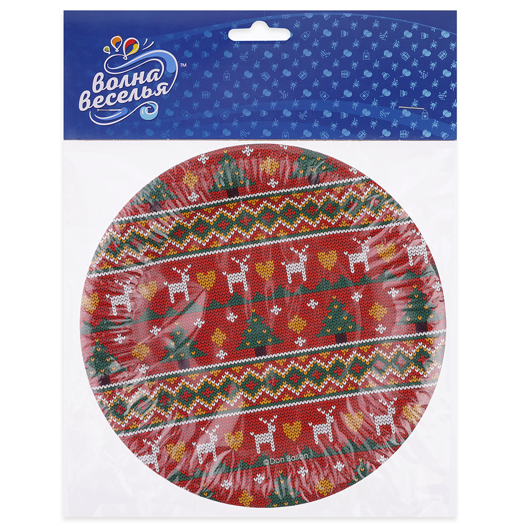 Тарелки (7''/18 см) Новогодний орнамент, 6 шт.