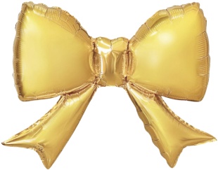Шар с клапаном (21''/53 см) Фигура, Бант (надув воздухом), Золото, Сатин, 5 шт. в уп. (цв.этик.)