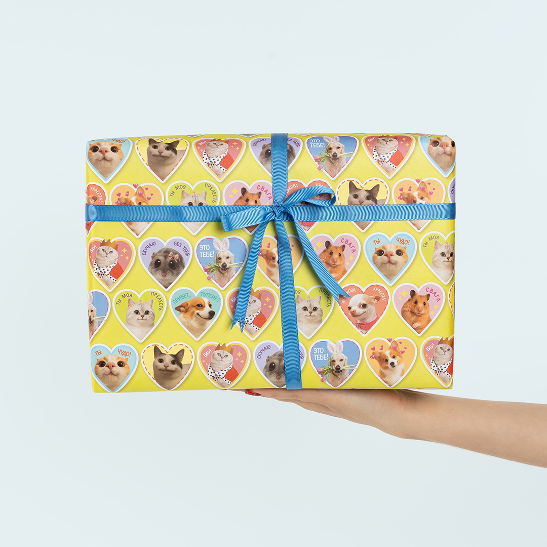 Упаковочная бумага 80гр (0,7*1 м) Милые мемы, 10 шт.