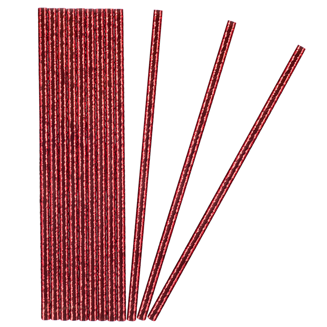 Трубочки для коктейлей, Красный, Металлик, 12 шт. в упак. 