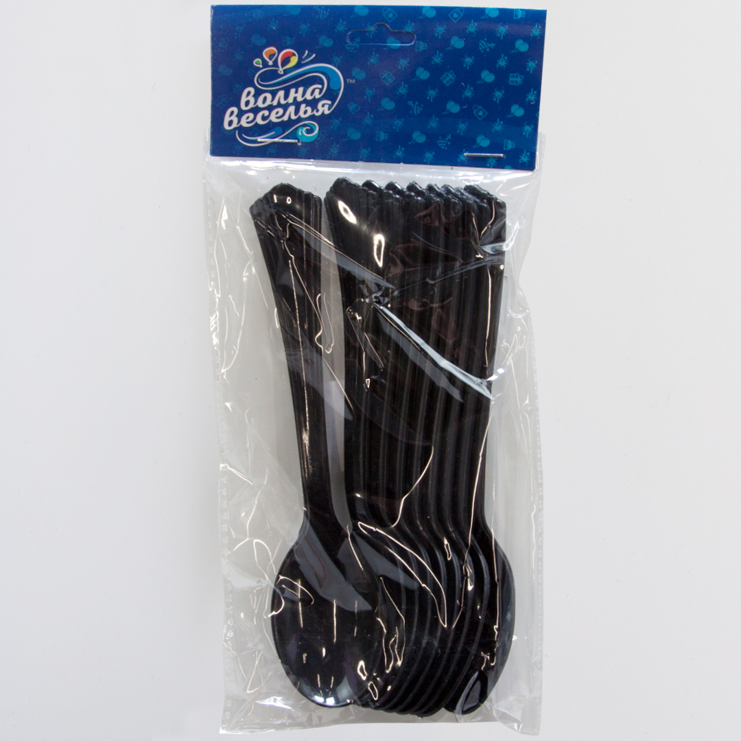 Ложки, Премиум, Черный, 16 см, 10 шт. в упак. 