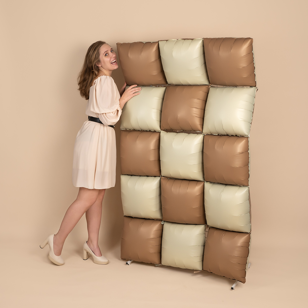 Шар (19''/48 см) Блок, Кофе/Белый песок, Сатин, 1 шт.