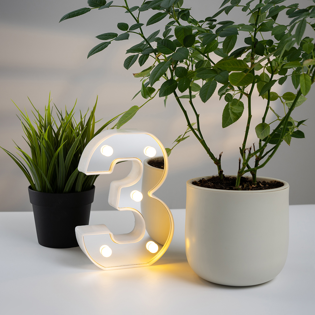 Световая фигура Цифра, 3, 16 см. Серебро, 1 шт.