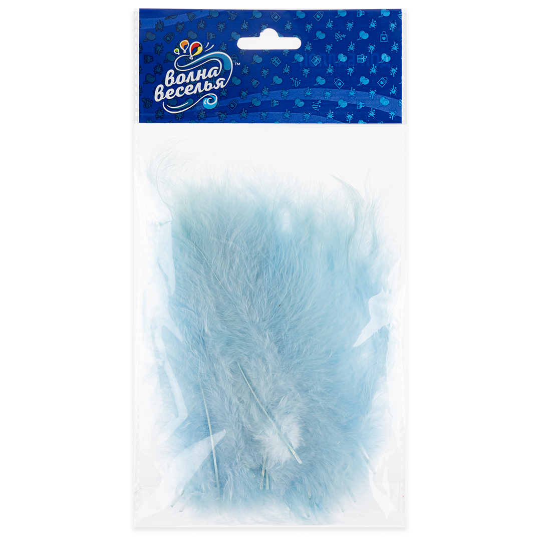 Перья, Премиум, Светло-голубой, 12-15 см, 30 шт.