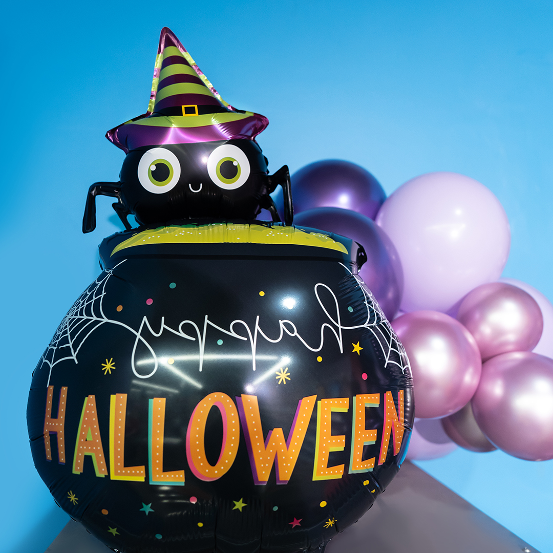 Шар (31''/79 см) Фигура, Паучок и котел ведьмы, 1 шт.