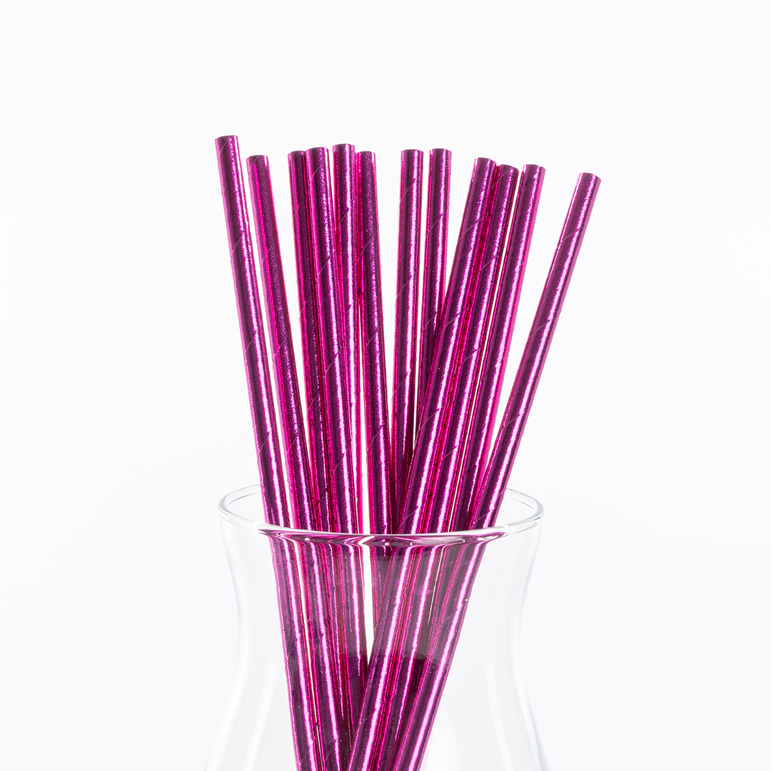 Трубочки для коктейлей, Розовый, Металлик, 12 шт. в упак. 