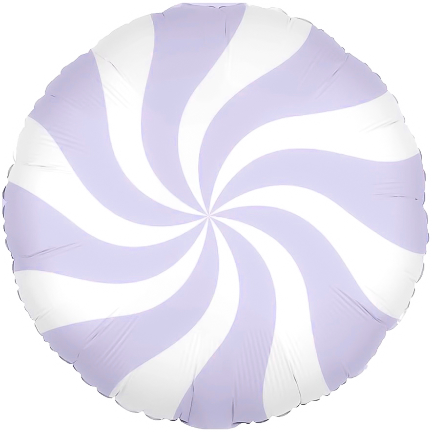Шар (18''/46 см) Круг, Леденец, Сиреневый/Белый, 1 шт.
