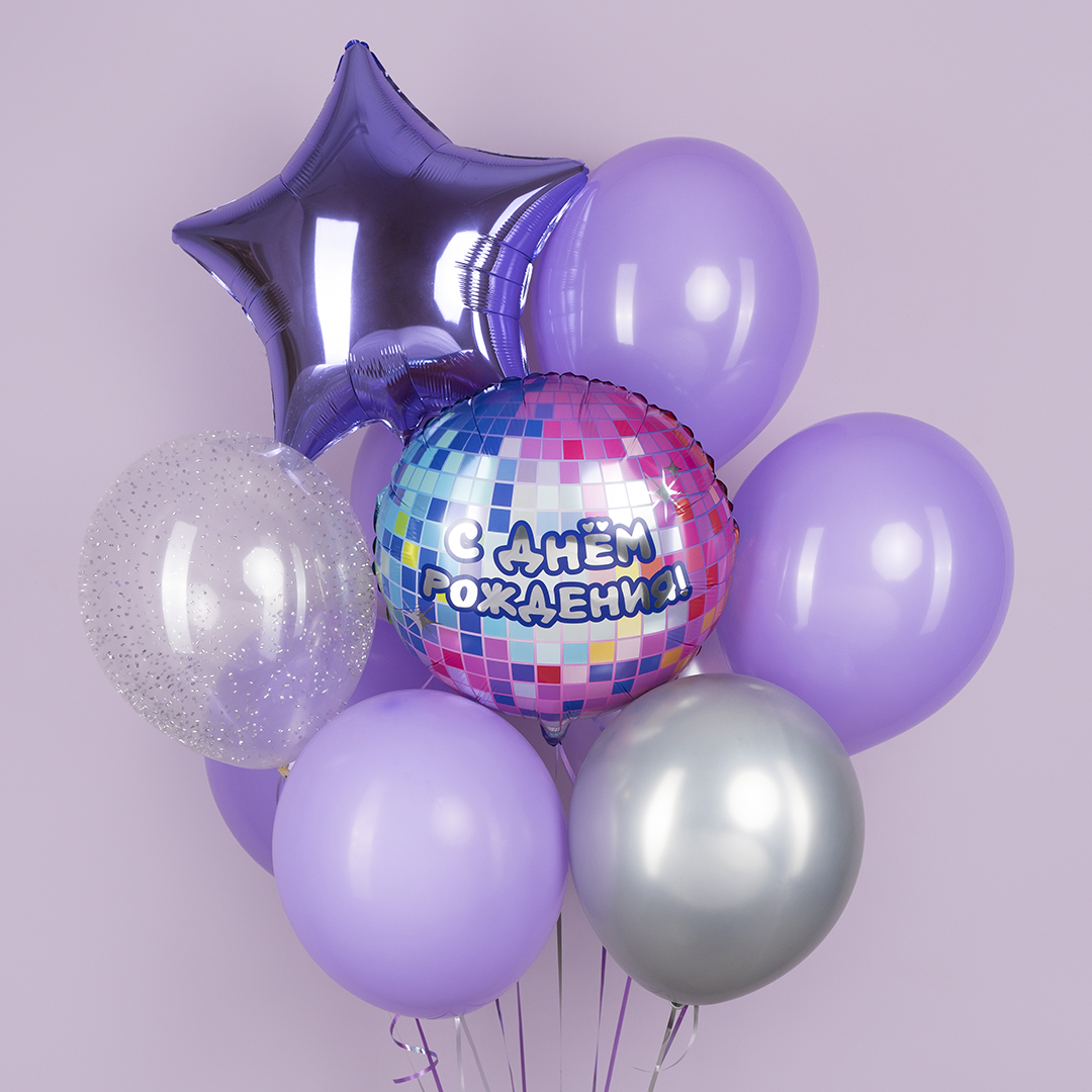 Шар (18''/46 см) Звезда, Сиреневый, 1 шт.