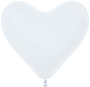 Шар (12''/30 см) Сердце, Белый (005), пастель, 12 шт.