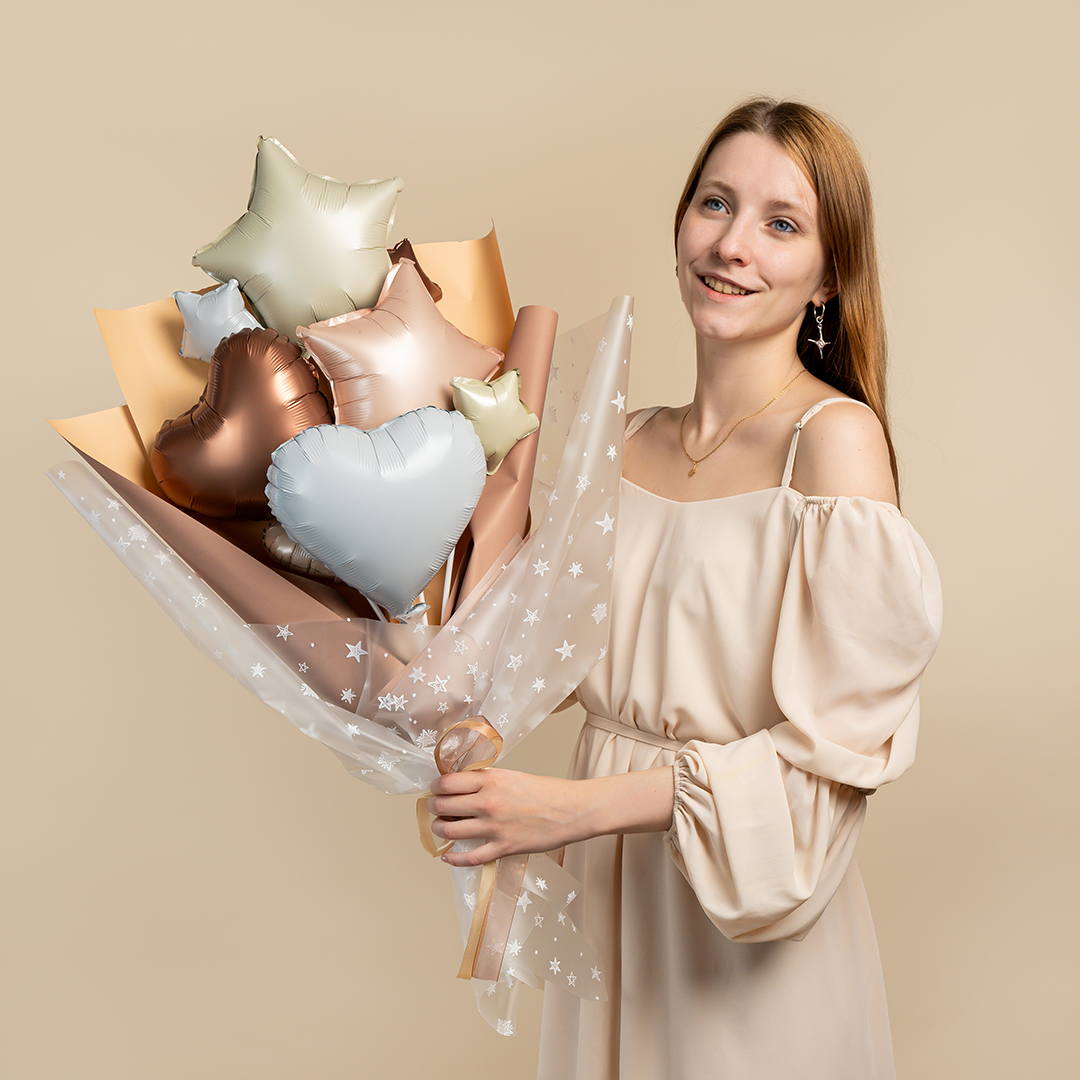 Шар с клапаном (10''/25 см) Мини-сердце, Белый, 1 шт.