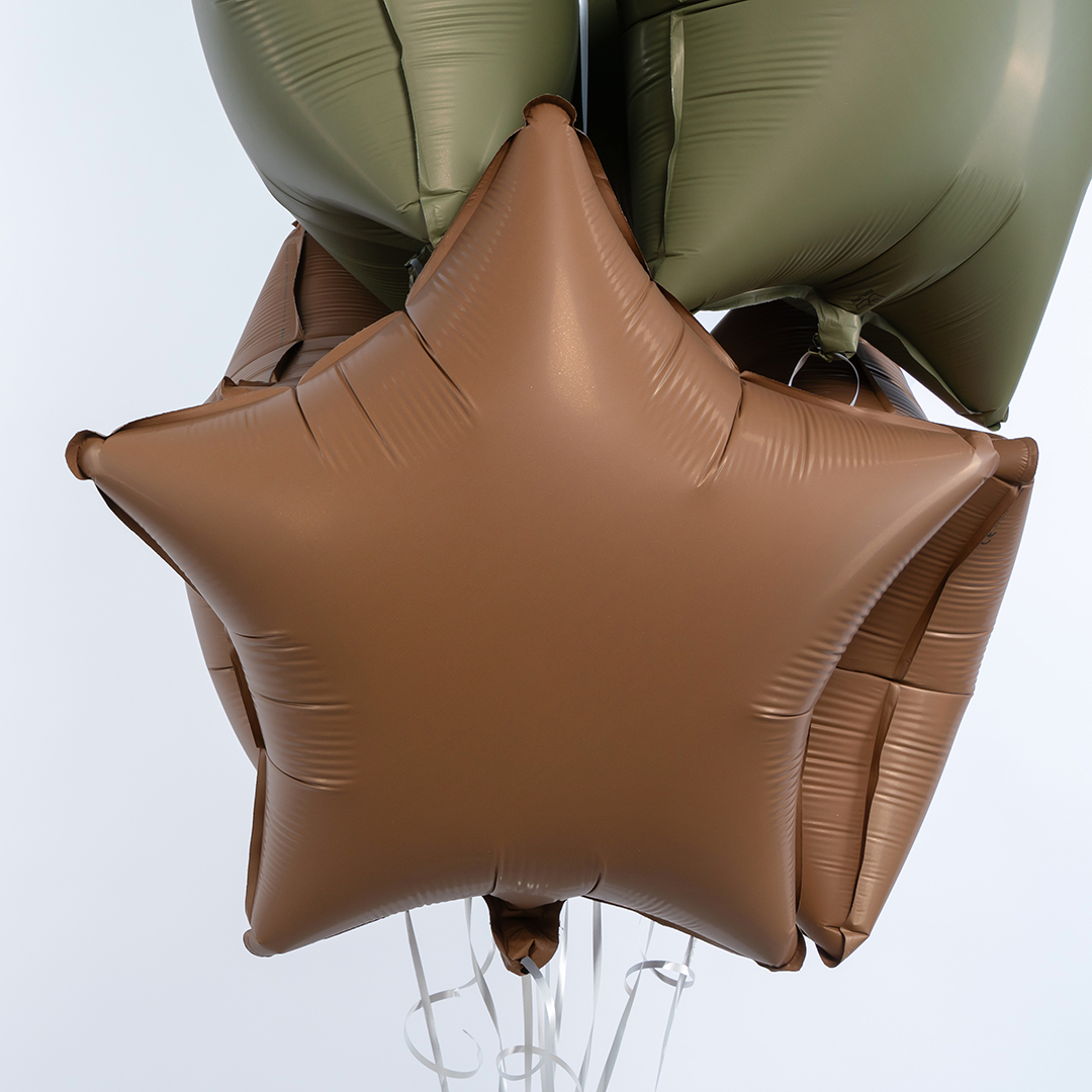 Шар (18''/46 см) Звезда, Шоколад, Матовый, 1 шт.