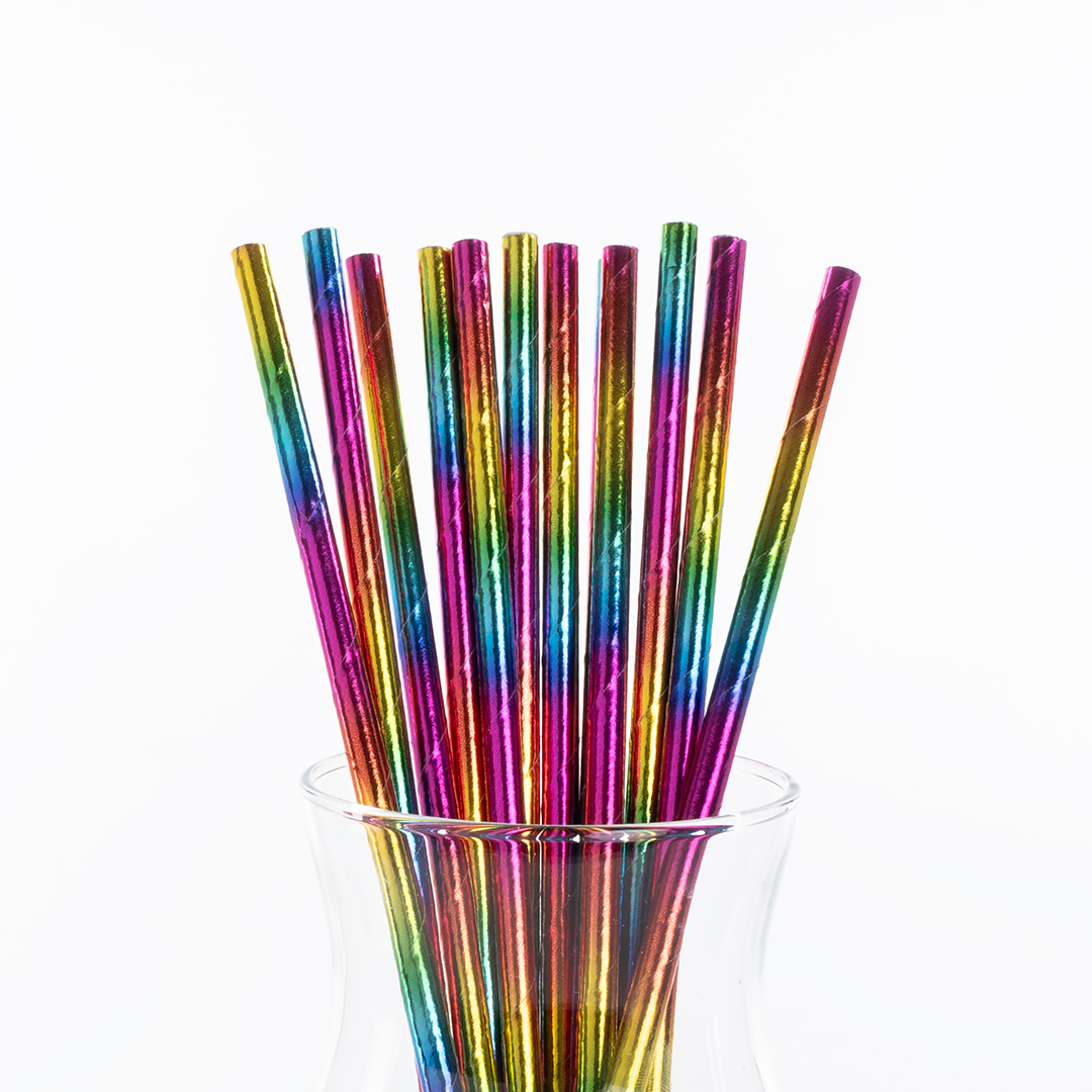 Трубочки для коктейлей, Радужный перелив, Металлик, 12 шт. в упак. 