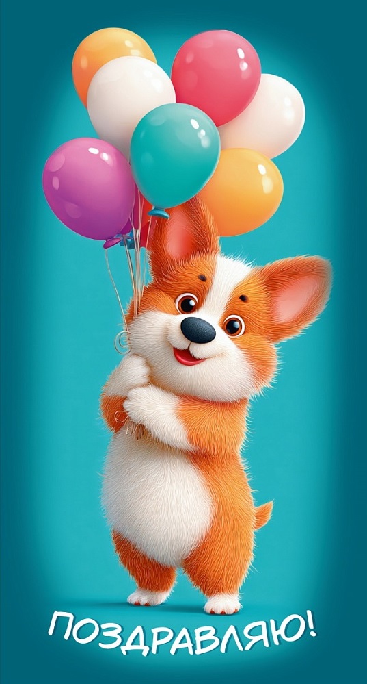 Конверты для денег, Поздравляю! (корги с шариками), 10 шт.