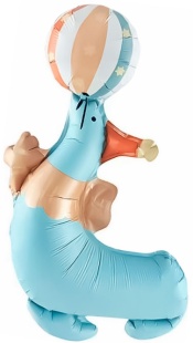 Шар с клапаном (17''/43 см) Мини-фигура, Цирк, Веселый тюлень, 5 шт. в уп. (цв.этик.)