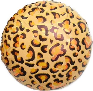 Шар (18''/46 см) Круг, Сафари, Леопард, 1 шт. в уп. (цв.этик.)