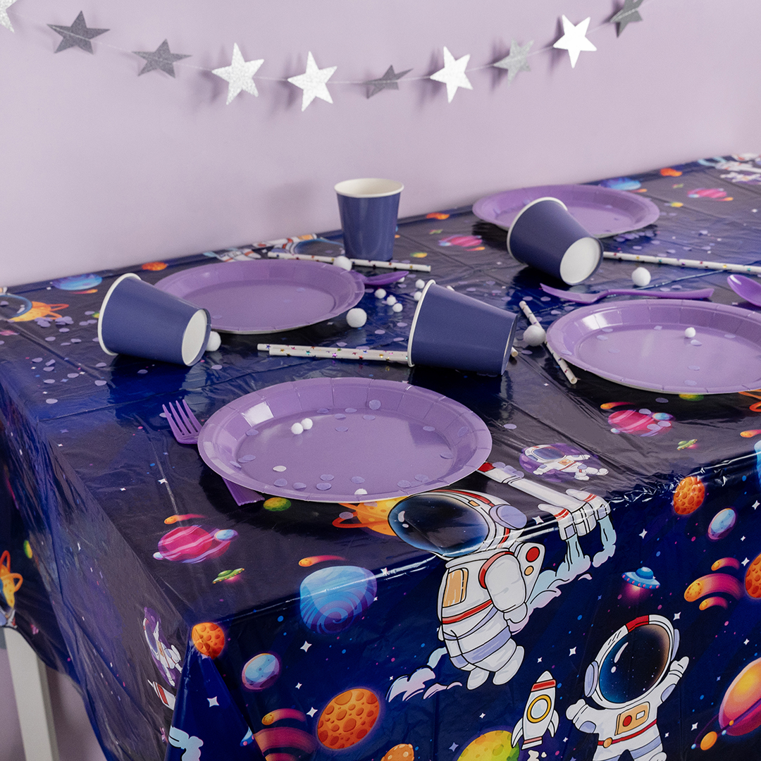 Скатерть одноразовая, Космос, Темно-синий, 135*183 см, 1 шт.