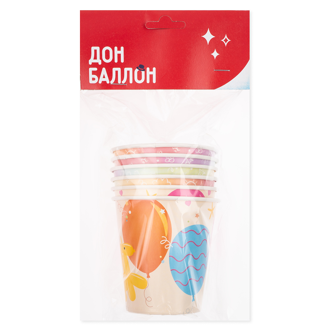 Стаканы (250 мл) Собачки из воздушных шаров, 6 шт.