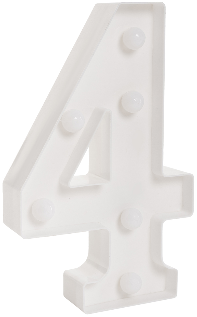 Световая фигура Цифра, 4, 21 см. Белый, 1 шт.