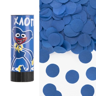 Хлопушка пружинная (4/10 см), Зубастики, Круги тишью, Синий, 1 шт.