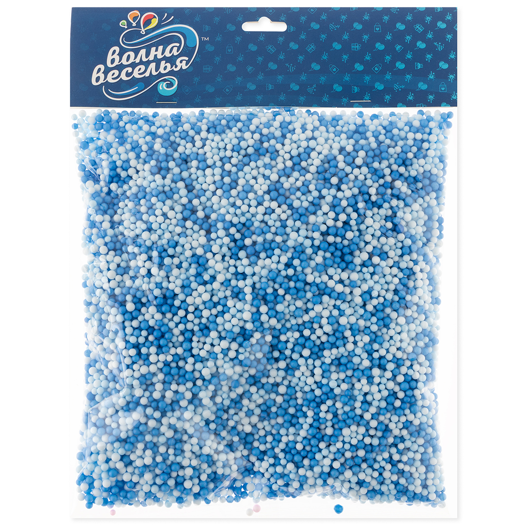 Шарики пенопласт, Цветной микс, Голубой/Синий, 2-4 мм, 10 гр.
