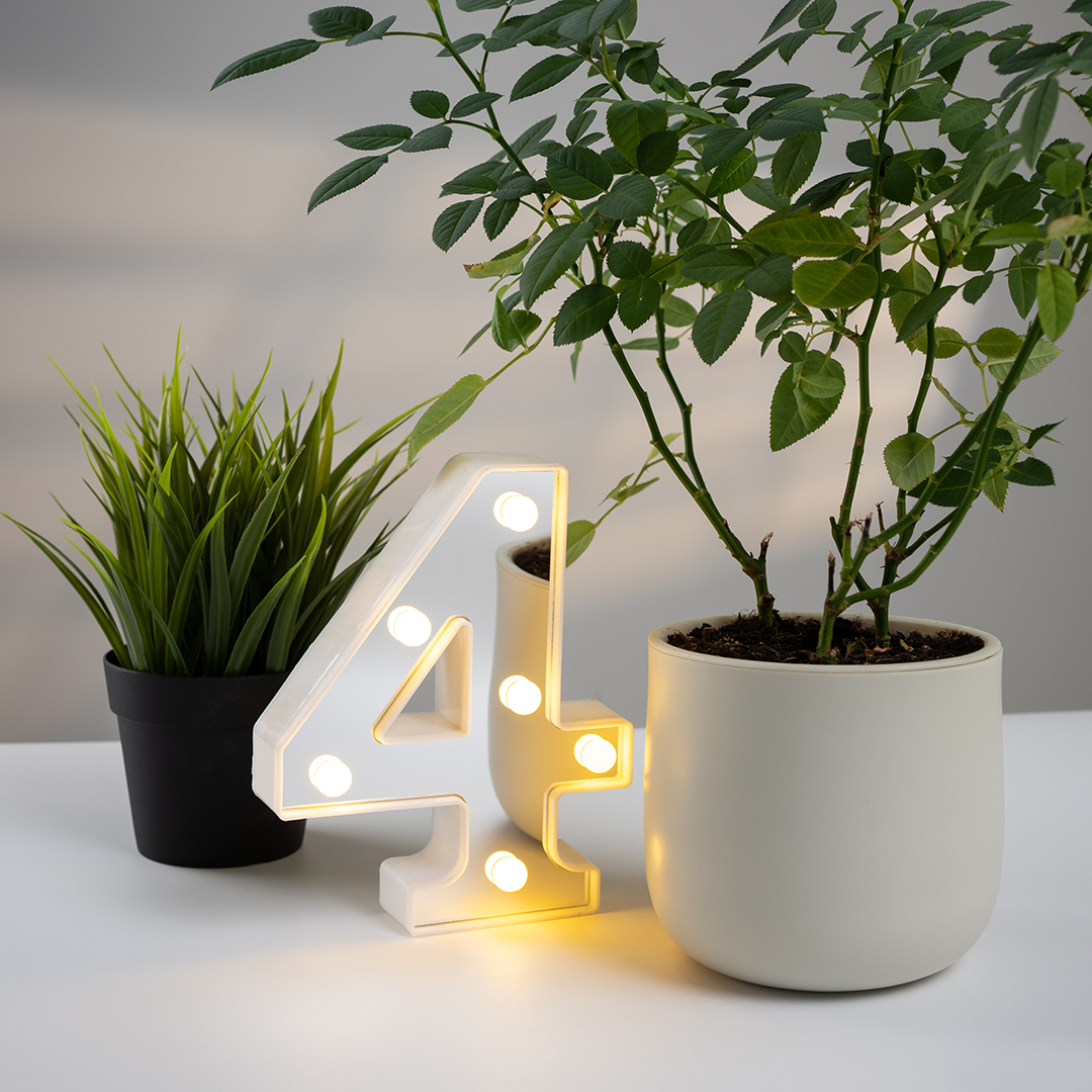 Световая фигура Цифра, 4, 16 см. Серебро, 1 шт.