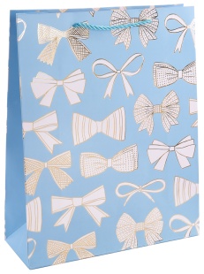 Пакет подарочный, 210гр, Бантики, Дизайн №3, Металлик, 24*18*8,5 см, 1 шт.