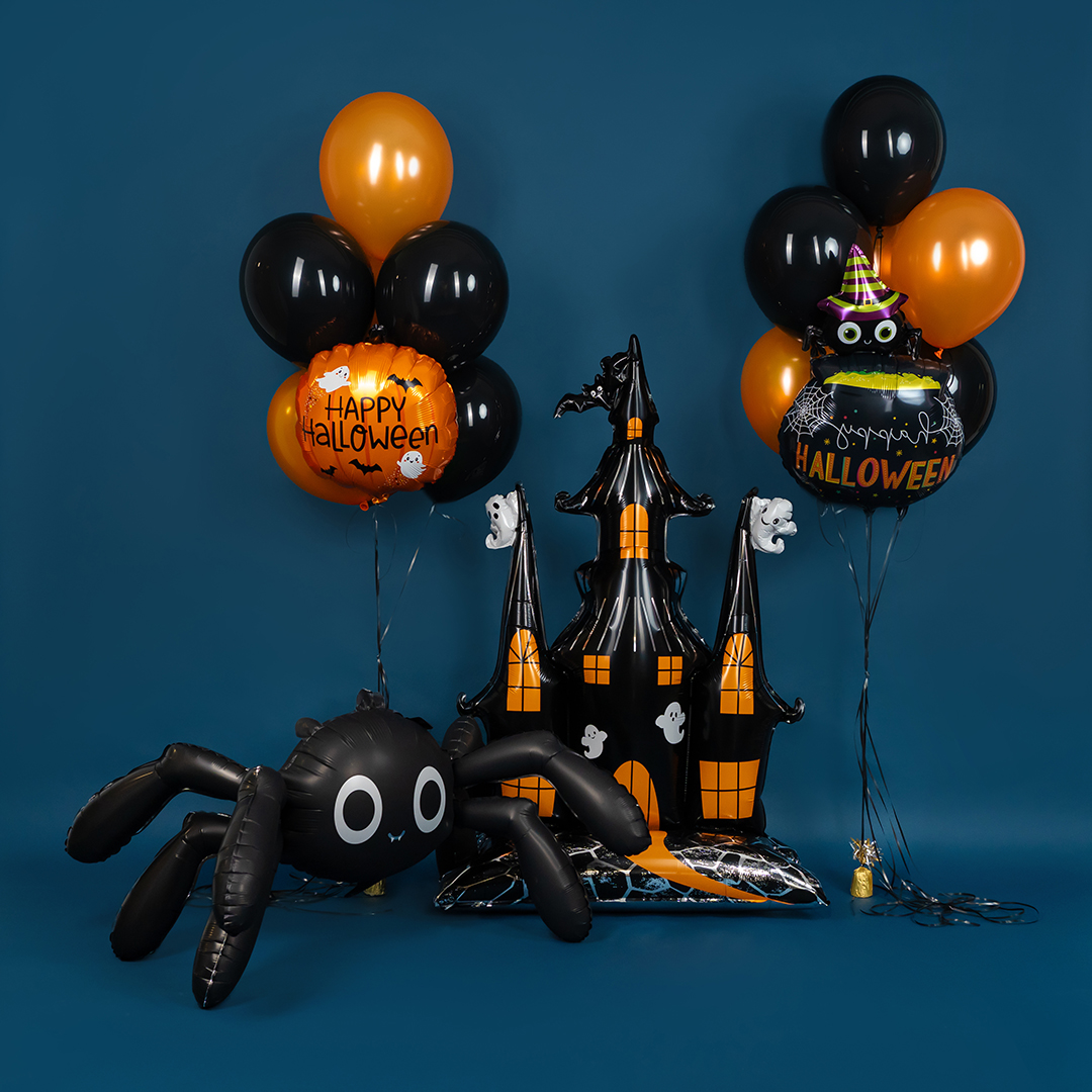 Шар (31''/79 см) Фигура, Паучок и котел ведьмы, 1 шт.