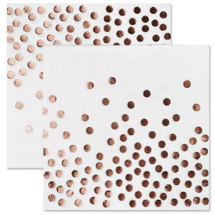 Сервировочные салфетки, Конфетти, Белый/Розовое золото, Металлик, 33*33 см, 12 шт.